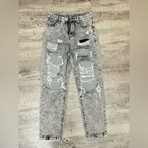 SHEIN Light Gray Distressed Skinny Jeans